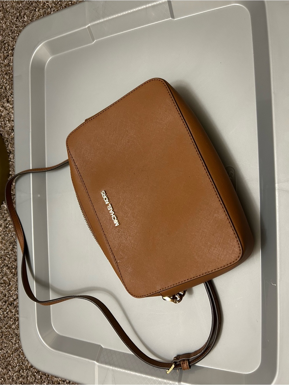 Michael Kors Brown Saffiano Leather Crossbody Bag